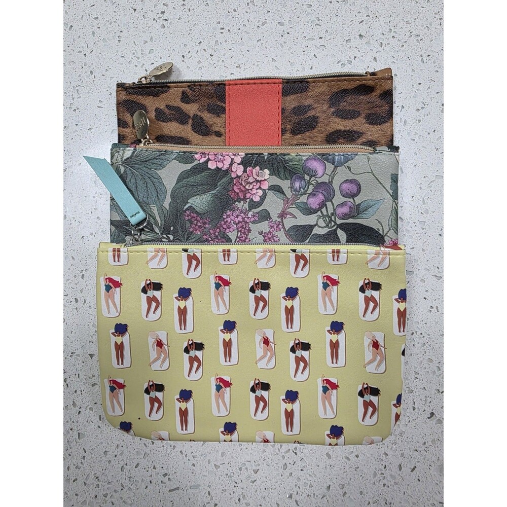 Set of 3 IPSY Glam Bags including, Make Waves, Leopard print, Moody Botanical